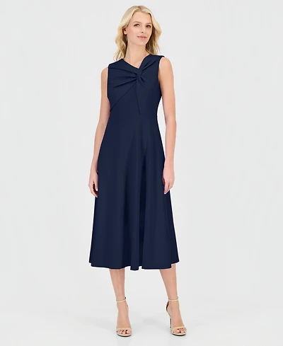 Anne Klein Women's Twist-Front A-Line Midi Dress