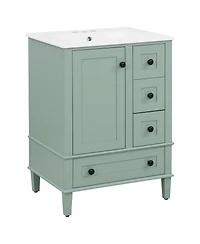 Sillysis 24"Bathroom Vanity with Sink, Modern Multi-Drawer Storage with Soft Close, Easy Assembly for Small Spaces