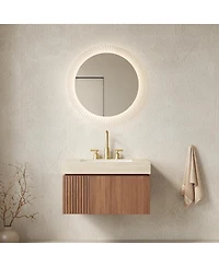 Sillysis Inch Floating Bathroom Vanity with Sintered Stone Top, 3-Hole Undermount Ceramic Sink, Soft Close Storage