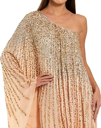 Mac Duggal Women's One Shoulder Ombre Sequin Kaftan Dress