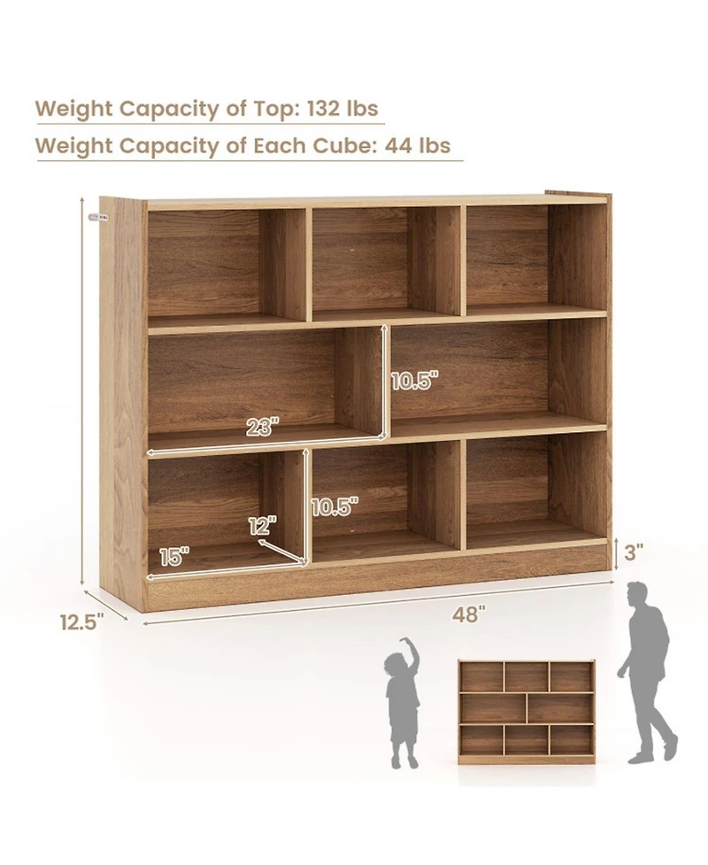 Gouun 8-Cube Open Bookcase with Raised Edge Top