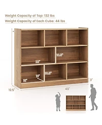 Gouun 8-Cube Open Bookcase with Raised Edge Top