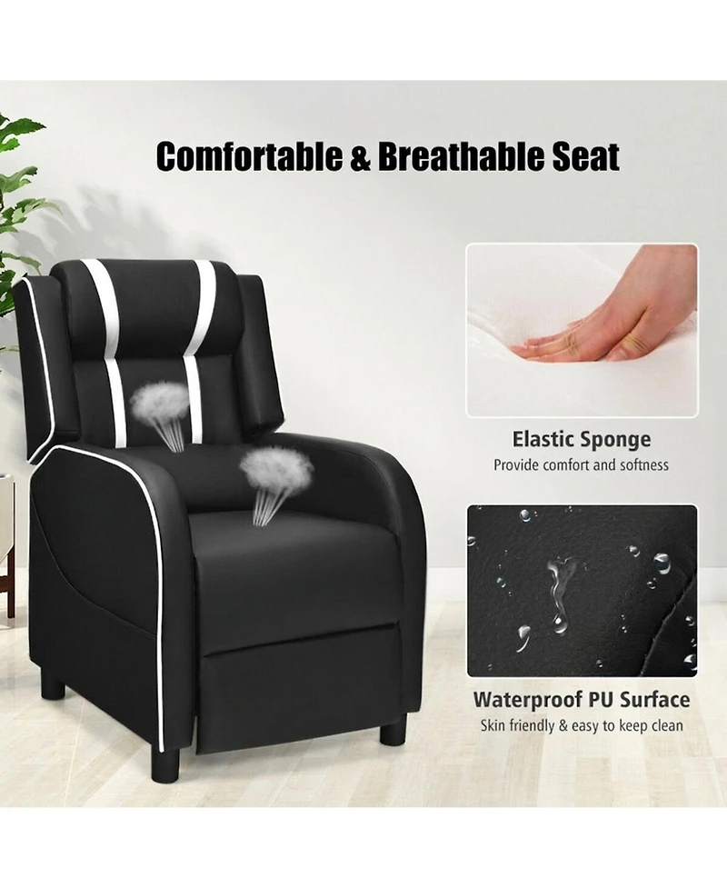 Gouun Massage Gaming Recliner with Retractable Footrest and Lumbar Support