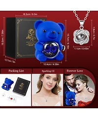 Gnuadz Rose Bear Necklace Gift Box Preserved Flower