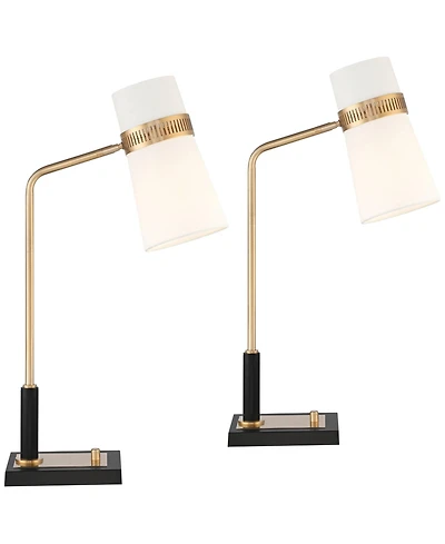 Possini Euro Design Cartwright 32" Tall Large Modern Desk Lamps Set of 2 Usb Port Brass Finish Metal Home Office Charging