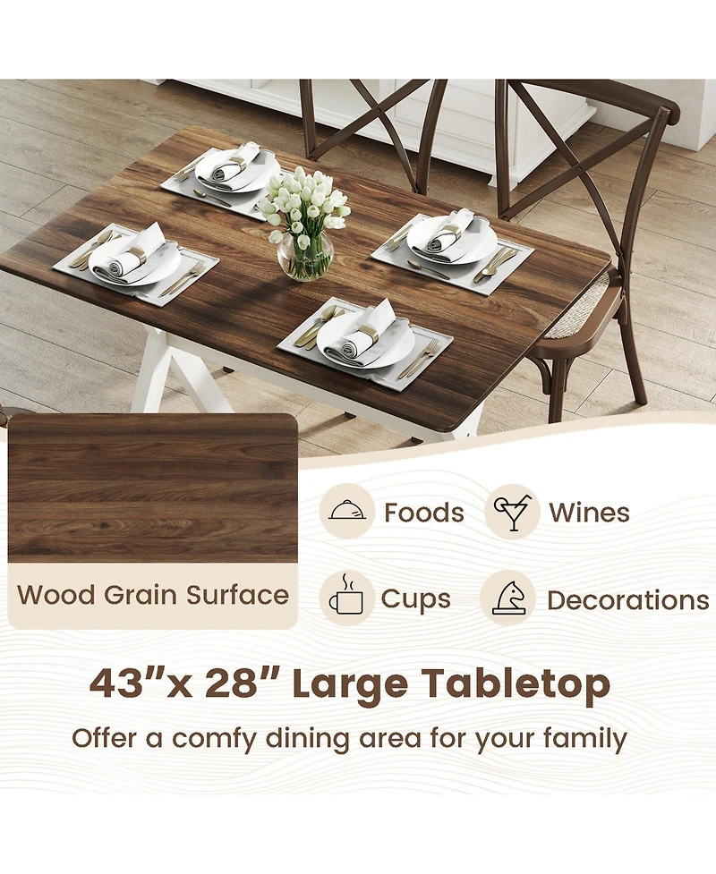 Slickblue Modern Wooden Dining Table with X Shaped Frame Kitchen Table