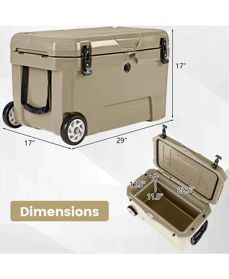 Gouun 52-Quart Wheeled Hard Cooler with 6-Day Ice Retention, 80-Can Capacity