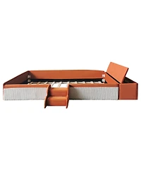Streamdale Furniture Velvet Daybed With Stairs and Storage Ottoman