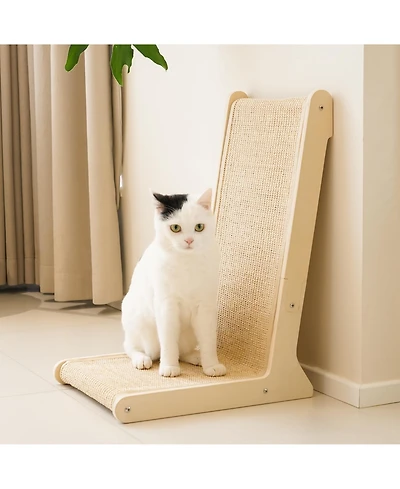 Aronkl Sisal Cat Scratcher Upright Wall Mounted Vertical L Shape Board Durable Protect Furniture Plush Mouse