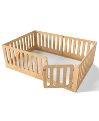 Streamdale Furniture Solid Wood Montessori Floor Bed with Door and High Fence