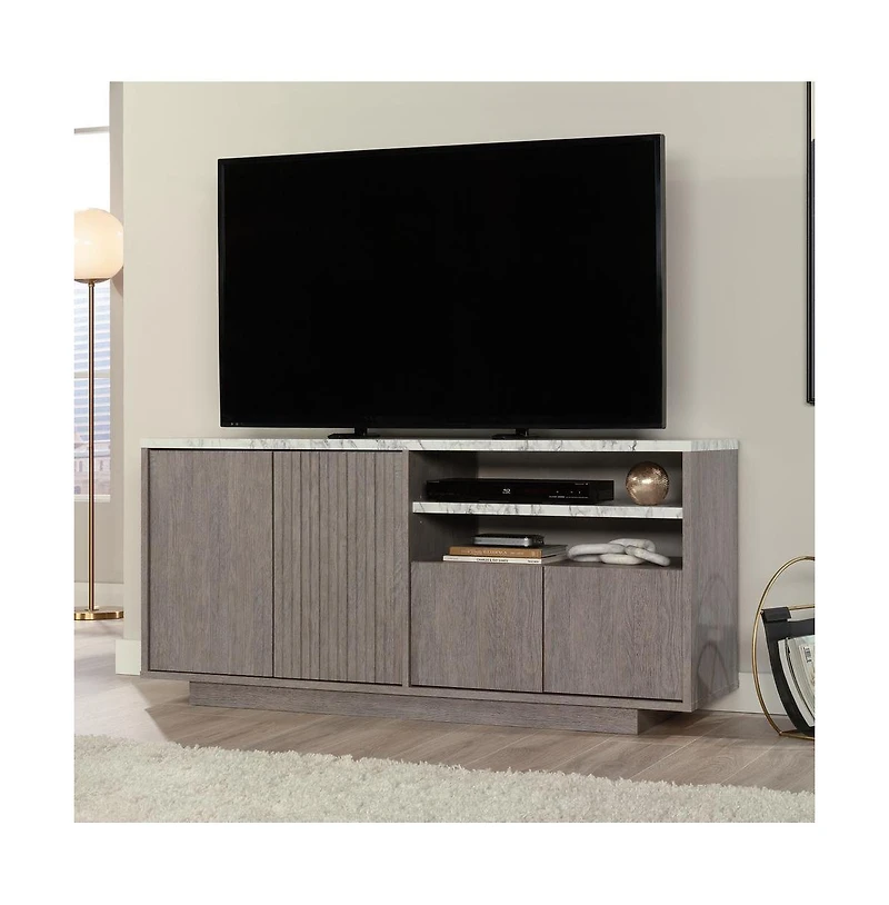 Sauder East Rock Credenza, For TVs up to 65", Ashen Oak finish