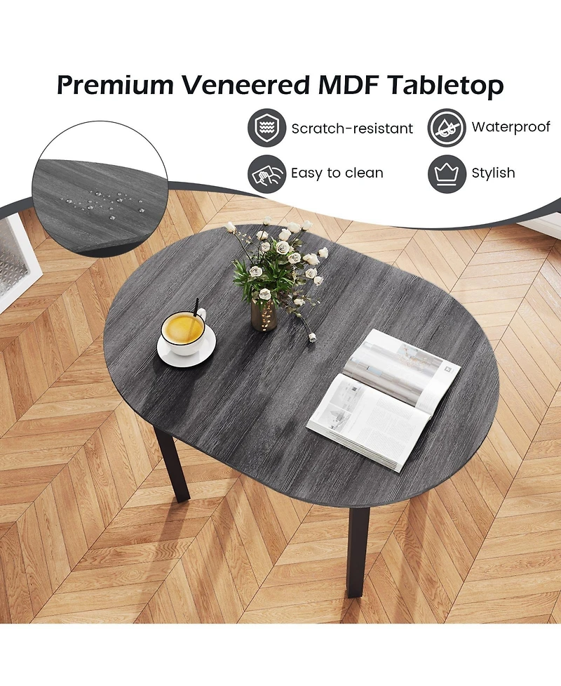 43 Inches Wood Dining Table for 2-4 People Solid Rubber Wood Legs