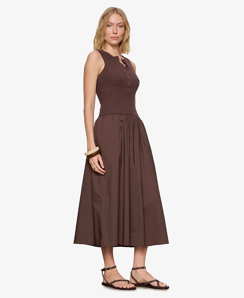 Sanctuary Women's Breakaway Mix Media V-Neck Midi Dress