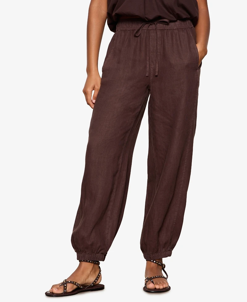 Sanctuary Women's Melody Linen Mid-Rise Balloon Jogger Pants