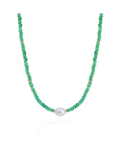 The Lovery Onyx Bead Pearl Necklace 14K Gold