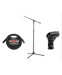 K&M 210/9 Microphone Stand with Telescoping Boom, Microphone Stand Adapter and Cable, 35.43-63.18" Height