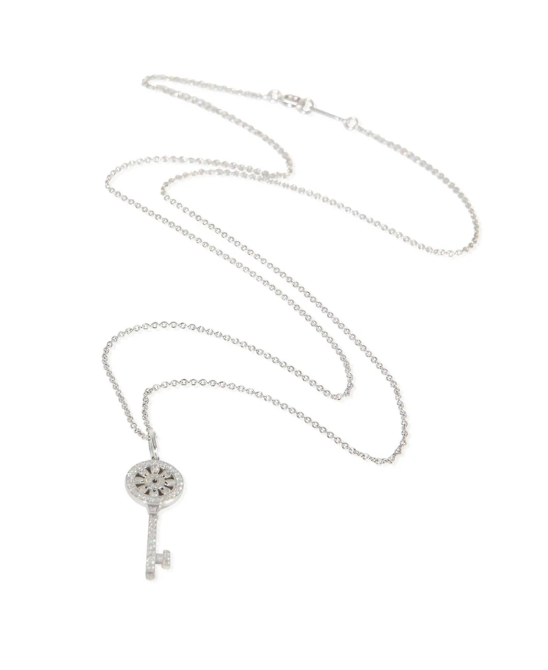 Pre-Owned Tiffany & Co Platinum Diamond Mini Model Petals Key Pendant