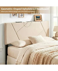 Slickblue Upholstered Geometric Bed Head Board, Contemporary Padded Bedroom Headboard Style