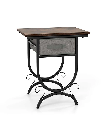 Slickblue Modern Side Table with Fabric Drawer and Metal Frame, Compact Living Room End Table