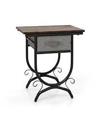 Slickblue Modern Side Table with Fabric Drawer and Metal Frame, Compact Living Room End Table