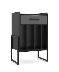 Slickblue Record Player Table with Drawer and Vinyl Holder Storage for Albums