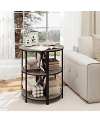 Slickblue Narrow End Tables Set of 2 with Strong Metal Frame and Multi-Tier Storage Shelves