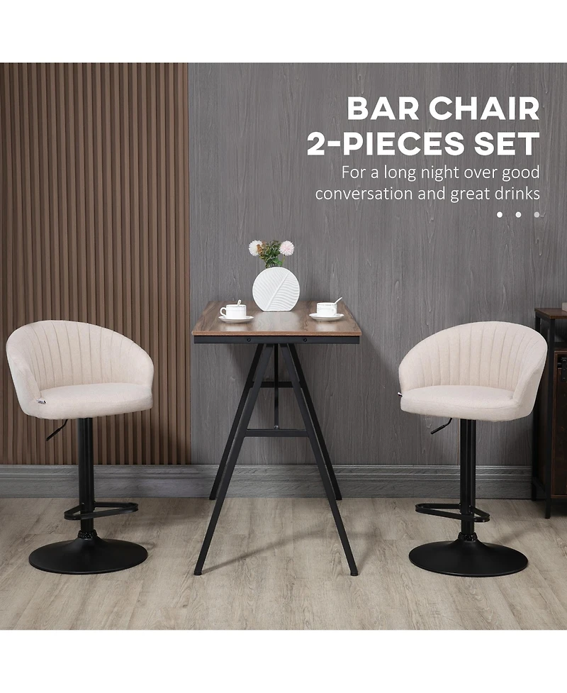 flynama Adjustable Swivel Bar Stools Set of 2, Linen Touch Fabric