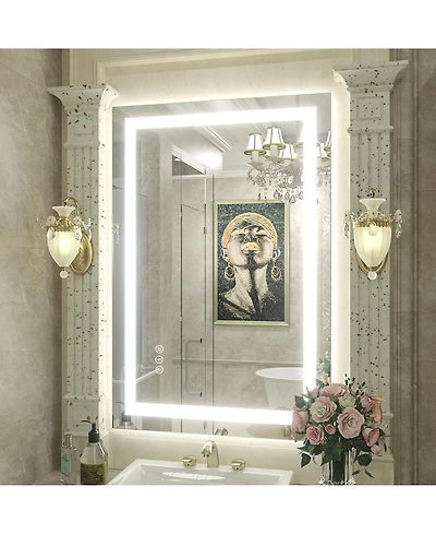 Apmir 24" x 36" Super Bright Front and Back Led Lighted Anti-Fog Tempered Glass Bathroom/Vanity Mirror with Etl and 3-Year Warranty