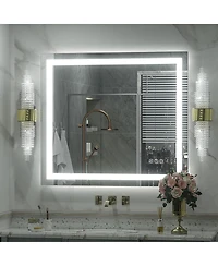 Apmir 32" x 36" Super Bright Front and Back Led Lighted Anti-Fog Tempered Glass Bathroom/Vanity Mirror with Etl and 3-Year Warranty
