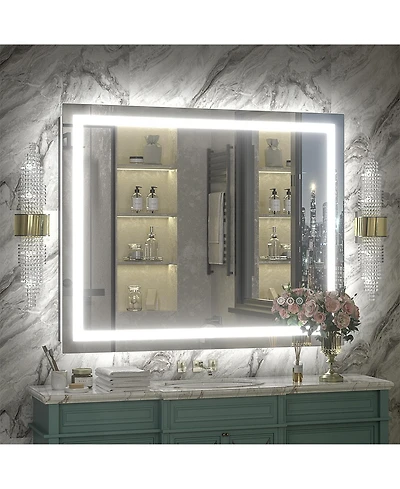Apmir 32" x 40" Super Bright Front and Back Led Lighted Anti-Fog Tempered Glass Bathroom/Vanity Mirror with Etl and 3-Year Warranty