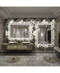 Apmir 55" x 40" Super Bright Front and Back Led Lighted Anti-Fog Tempered Glass Bathroom/Vanity Mirror with Etl and 3-Year Warranty