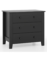 Sugift Wide Three Drawer Dresser Modern Storage Organizer