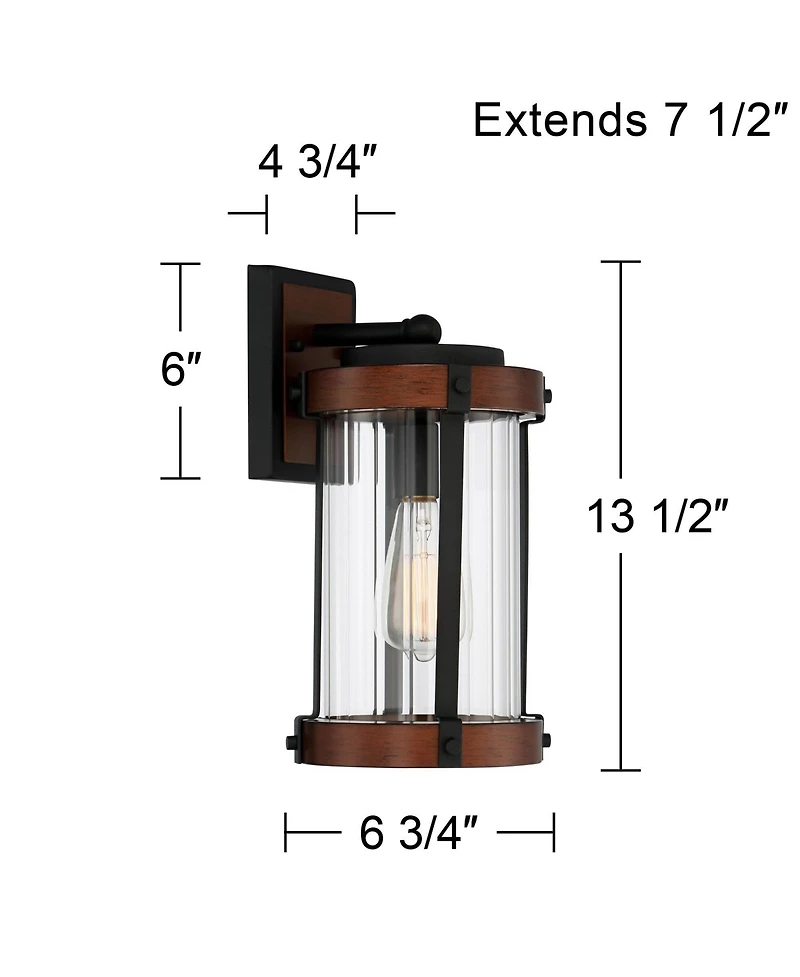 John Timberland Stan Industrial Outdoor Wall Light Fixture Dark Faux Wood 13 Clear Glass for Post Exterior Barn Deck House Porch Yard Patio
