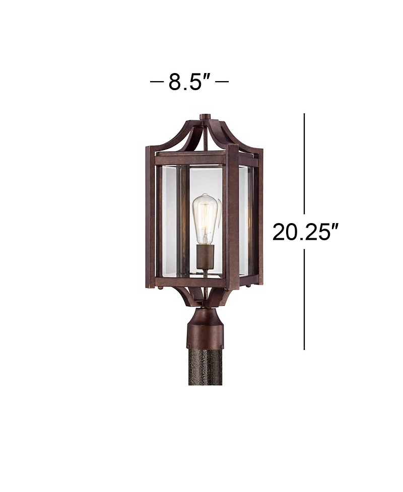 Franklin Iron Works Rockford Rustic Farmhouse Outdoor Post Light Bronze Iron 20 Clear Beveled Glass for Exterior Barn Deck House Porch Yard Patio