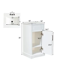 Sillysis Fully Assembled Solid Wood Freestanding Bathroom Vanity with Ceramic Sink and Soft Close Door for Small Spaces