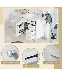 Sillysis Bathroom Vanity with Sink, Modern Freestanding Cabinet 3 Soft Close Drawers Adjustable Shelf for