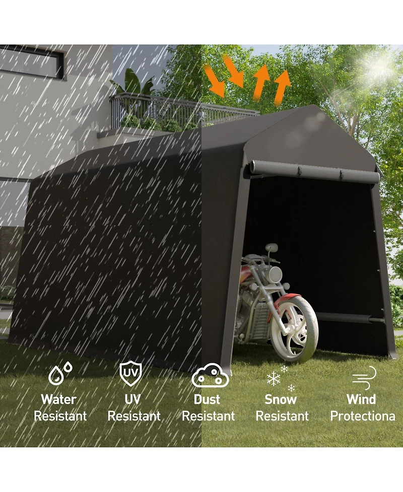 homfan Heavy-Duty Motorcycle Shelter and Outdoor Storage Tent with Waterproof Uv-Resistant Cover, Double Zipper Doors for ATVs Lawn Equipment