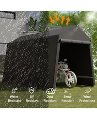 homfan Heavy-Duty Motorcycle Shelter and Outdoor Storage Tent with Waterproof Uv-Resistant Cover, Double Zipper Doors for ATVs Lawn Equipment