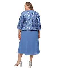 Alex Evenings Plus Scoop Neck Dress and Soutache Open Jacket, 2-Piece Set