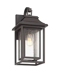 John Timberland Cecile High Modern Box Lantern Outdoor Wall Light Fixture Mount Porch House Weatherproof Bronze Finish