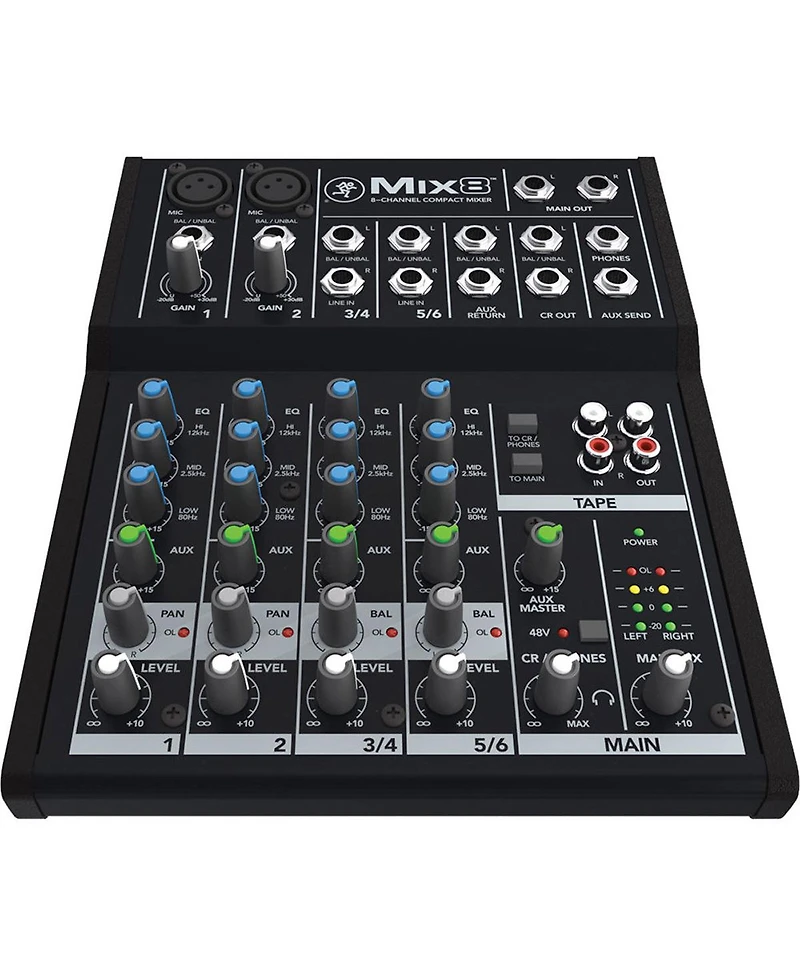 Mackie Mix8 8-Channel Compact Mixer, Bundle with TAPH100 Headphones and 2x Xlr Cable