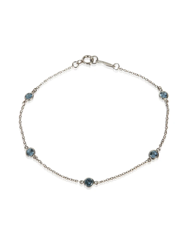 Pre-Owned Tiffany & Co Platinum Aquamarine Elsa Peretti Color By The Yard Bracelet