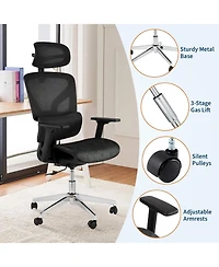 gaomon Ergonomic Mesh Office Chair with High Back Support,3D Adjustable Armrests and Smooth Wheels,Breathable Desk Computer Chair for Work,Study