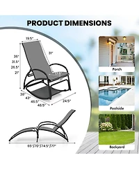 Gymax 2-in-1 Outdoor Rocking Chair with 4-Position Adjustable Backrest Curved Armrests