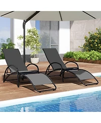 Gymax 2PCS 2-in-1 Outdoor Rocking Chair with 4-Position Adjustable Backrest Curved Armrests