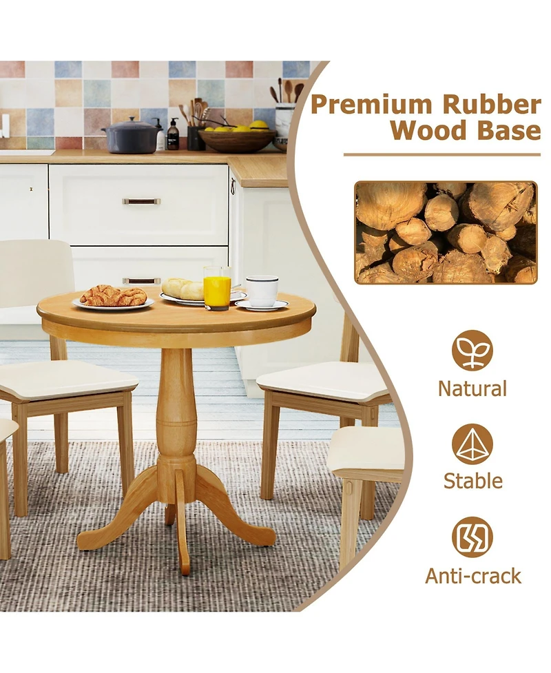 Slickblue Round Wooden Pedestal Side Table, Pub Style Accent Table for Living Room