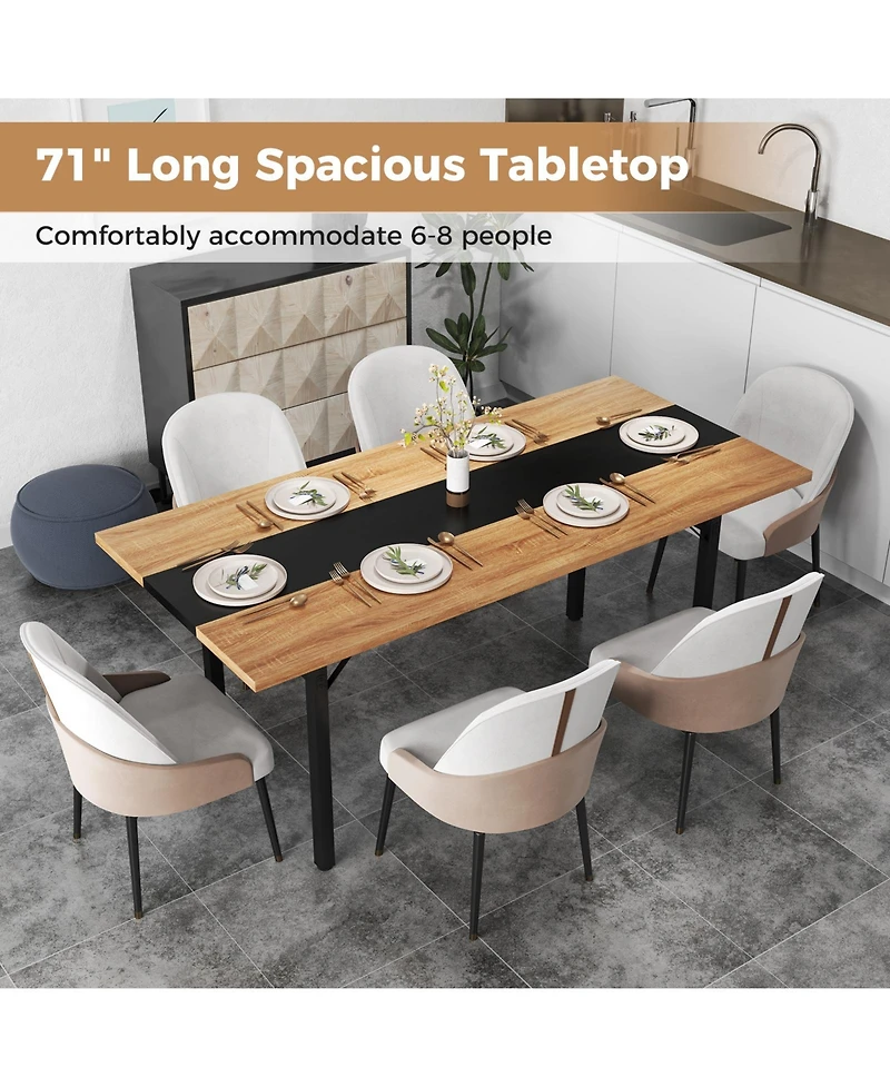 Slickblue 6 Foot Dining Table with Heavy Duty Metal Frame Seats 6-8
