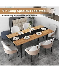 Slickblue 6 Foot Dining Table with Heavy Duty Metal Frame Seats 6-8