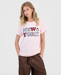 Freeze 24-7 Juniors' Applique New York Graphic T-Shirt