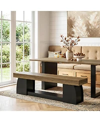 Tribesigns 63 Inch Dining Bench, Farmhouse Long Kitchen Table Bench with Sturdy Frame, Wooden Indoor Kitchen Dining Seat
